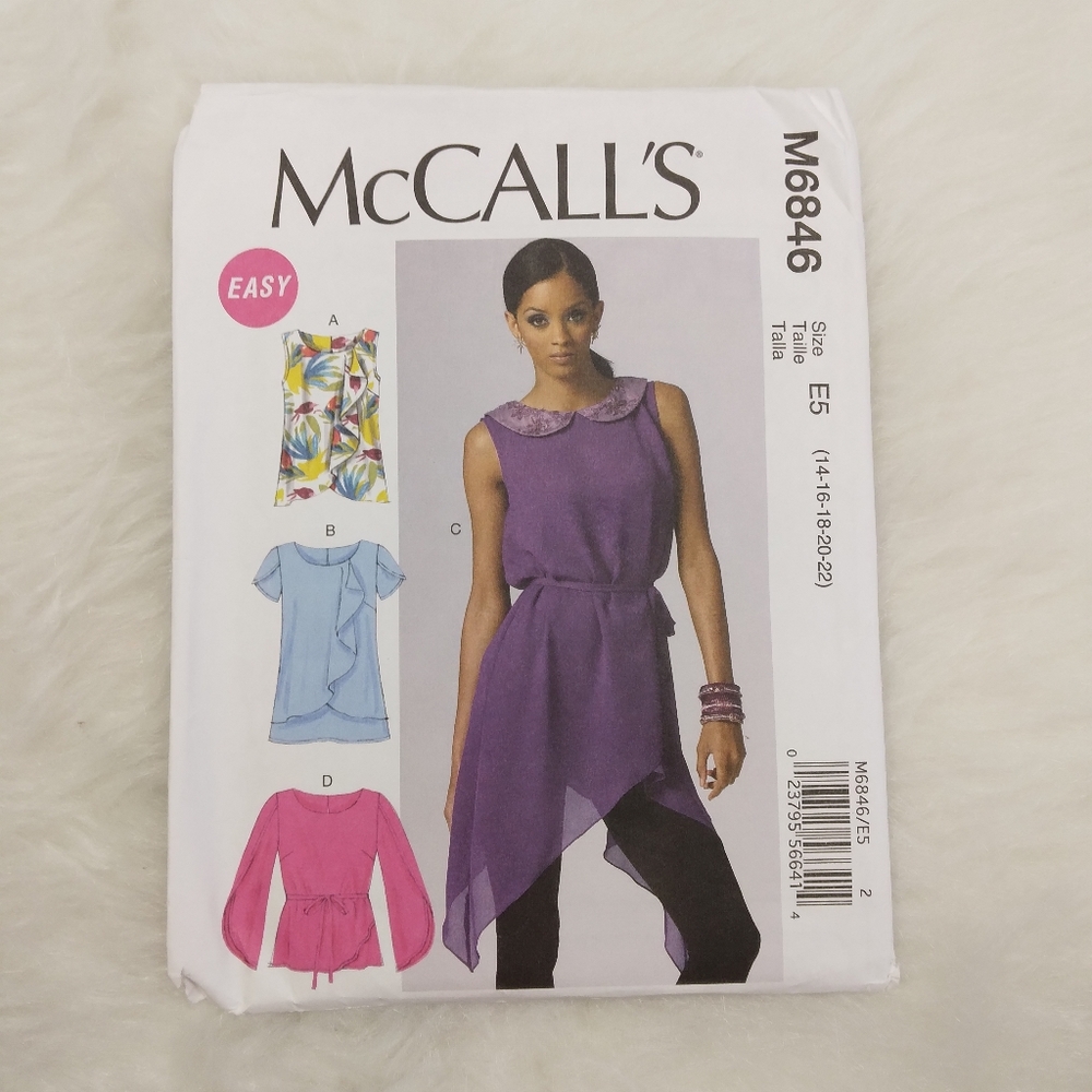 McCall's M6846 Misses top, tunic, and belt Size 14-16-18-20-22
